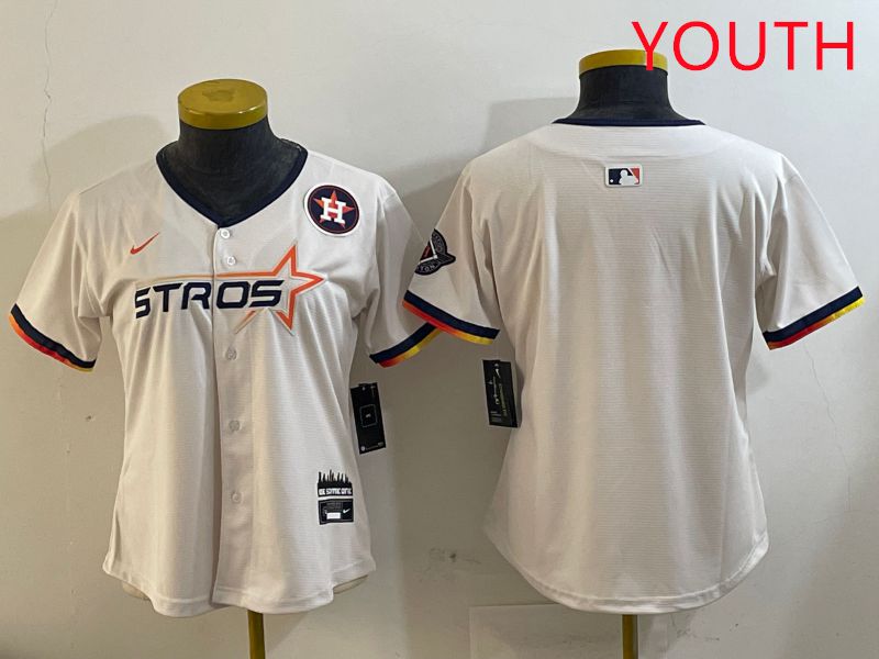 Youth Houston Astros Blank Cream Three generations Joint Name 2025 Nike MLB Jersey style 4103